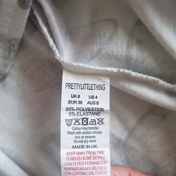 PRETTYLITTLETHING Bodycon Butterfly Print Spaghetti Strap Mini Dress Sz 4 - Picture 12 of 12